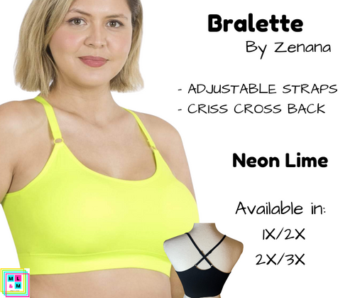 Plus Cross Back Bralette - Neon Lime