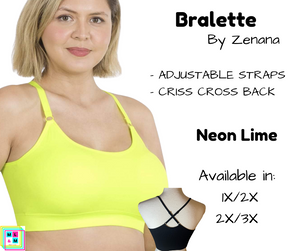 Plus Cross Back Bralette - Neon Lime