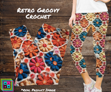 Load image into Gallery viewer, Retro Groovy Crochet Capri Length w/ Pockets