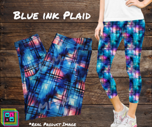 Load image into Gallery viewer, Blue Ink Plaid Capri Length w/ Pockets