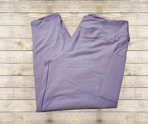 Solid Lavender Capri Leggings w/ Pockets