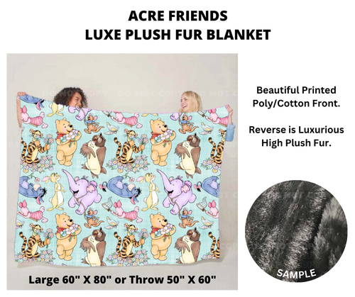 Preorder! Closes 7/4. ETA Sept. Acre Friends Luxe Plush Fur Blanket 2 Sizes