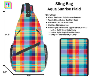 Aqua Sunrise Plaid Sling Bag by ML&M