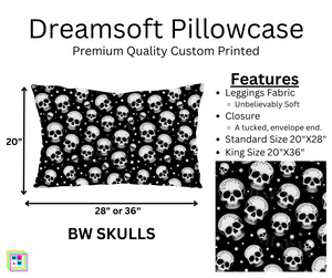 BW Skulls Dreamsoft Pillowcase by ML&M