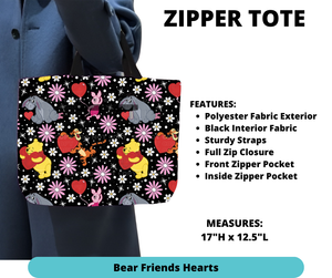 Preorder! Closes 12/4. ETA Feb. Bear Friends Hearts Zipper Tote