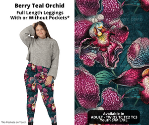 Preorder! Closes 11/11. ETA Jan. Berry Teal Orchid Full Length Leggings w/wo Pockets