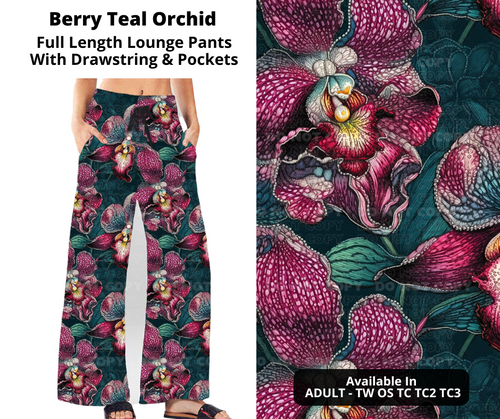 Preorder! Closes 11/11. ETA Jan. Berry Teal Orchid Full Length Lounge Pants