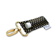 Load image into Gallery viewer, Gold Dots on Black LippyClip® Lip Balm Holder