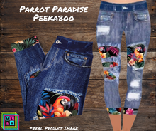 Load image into Gallery viewer, Parrot Paradise Faux Denim Capris