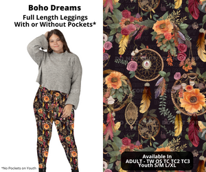 Preorder! Closes 11/11. ETA Jan. Boho Dreams Full Length Leggings w/wo Pockets