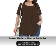 Load image into Gallery viewer, Preorder! Closes 10/30. ETA Jan. Brown Modern Pleated Tunic Top