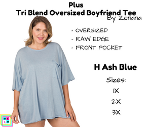 PLUS Tri Blend Oversized Boyfriend Tee - H Ash Blue