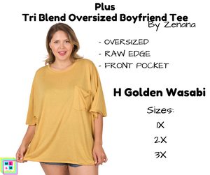 PLUS Tri Blend Oversized Boyfriend Tee - H Golden Wasabi