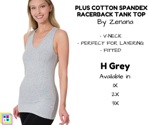 PLUS Cotton Spandex Racerback Tank - H Grey