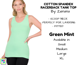 Cotton Spandex Racerback Tank - Green Mint