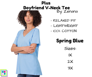 PLUS Boyfriend V-Neck Tee - Spring Blue