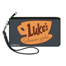 Load image into Gallery viewer, Canvas Zipper Wallet - LARGE - GILMORE GIRLS LUKE'S Coffee Cup Icon Gray/Browns