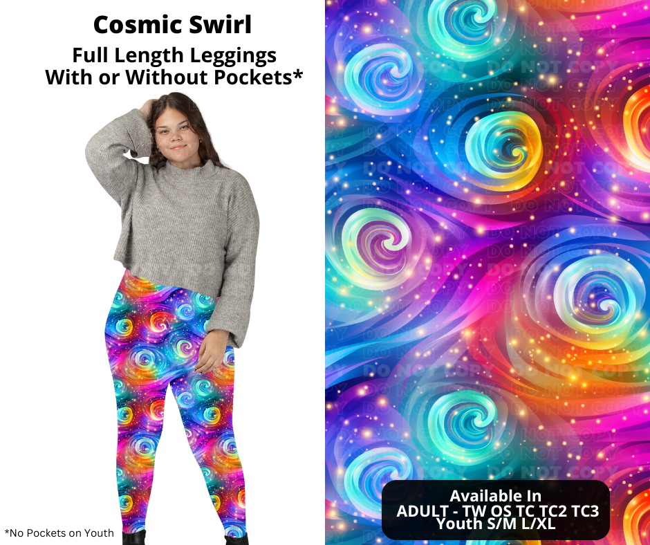 Preorder! Closes 10/31. ETA Jan. Cosmic Swirl Full Length Leggings w/wo Pockets