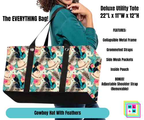 Cowboy Hat w/ Feathers Collapsible Tote by ML&M