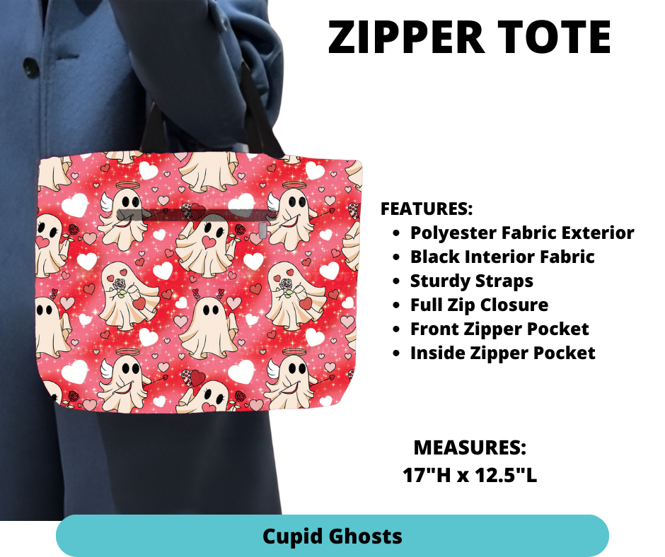 Preorder! Closes 12/4. ETA Feb. Cupid Ghosts Zipper Tote