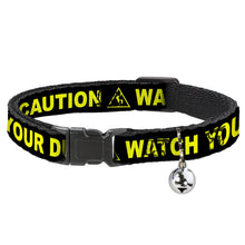 Load image into Gallery viewer, Cat Collar Breakaway - CAUTION WATCH YOUR DUBSTEP Black Yellow