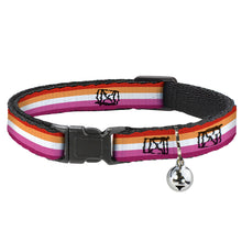 Load image into Gallery viewer, Cat Collar Breakaway - Flag Lesbian Five Stripe Oranges White Pinks