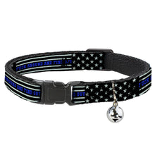 Load image into Gallery viewer, Breakaway Cat Collar with Bell - FAFO FUCK AROUND AND FIND OUT Thin Blue Line Flag