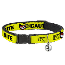 Load image into Gallery viewer, Cat Collar Breakaway - Pet Quote CAUTION I BITE Dog Growl Yellow Black
