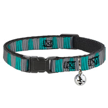 Load image into Gallery viewer, Cat Collar Breakaway - Cheshire Cat Stripes Gray Teal Black