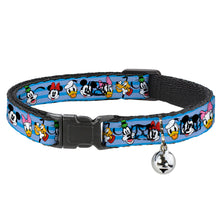 Load image into Gallery viewer, Cat Collar Breakaway with Bell - Disney The Sensational Six Smiling Faces Stripe Blues