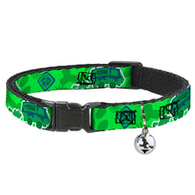Load image into Gallery viewer, Cat Collar Breakaway - Scooby Doo Mystery Machine Dog Tag Collage Greens Blues