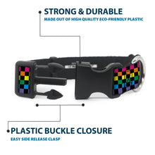 Load image into Gallery viewer, Plastic Clip Collar - Checker Black/Neon Rainbow
