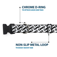 Load image into Gallery viewer, Plastic Clip Collar - Diagonal Handlebar Mustaches White/Black