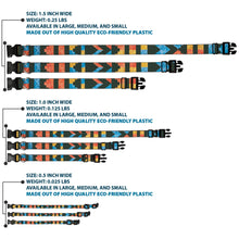 Load image into Gallery viewer, Plastic Clip Collar - Geometric8 Charcoal/Orange/Gold/Blue