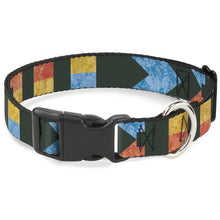 Load image into Gallery viewer, Plastic Clip Collar - Geometric8 Charcoal/Orange/Gold/Blue