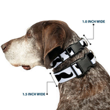 Load image into Gallery viewer, Plastic Clip Collar - Mustaches White/Black