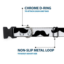 Load image into Gallery viewer, Plastic Clip Collar - Mustaches White/Black