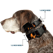 Load image into Gallery viewer, Plastic Clip Collar - Mud Flap Girl Repeat Black/Orange Fade
