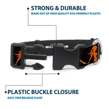 Load image into Gallery viewer, Plastic Clip Collar - Mud Flap Girl Repeat Black/Orange Fade