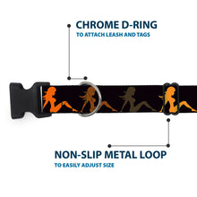 Load image into Gallery viewer, Plastic Clip Collar - Mud Flap Girl Repeat Black/Orange Fade