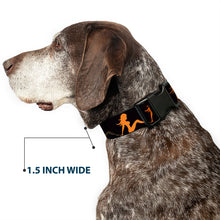 Load image into Gallery viewer, Plastic Clip Collar - Mud Flap Girl Repeat Black/Orange Fade