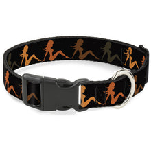 Load image into Gallery viewer, Plastic Clip Collar - Mud Flap Girl Repeat Black/Orange Fade