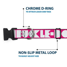 Load image into Gallery viewer, Plastic Clip Collar - BUCKLE-DOWN Shapes Hot Pink/White