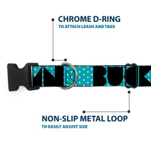 Load image into Gallery viewer, Plastic Clip Collar - BUCKLE-DOWN Shapes Dot Turquoise/White/Black