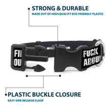 Load image into Gallery viewer, Plastic Clip Collar - FAFO FUCK AROUND AND FIND OUT Bold Black/White