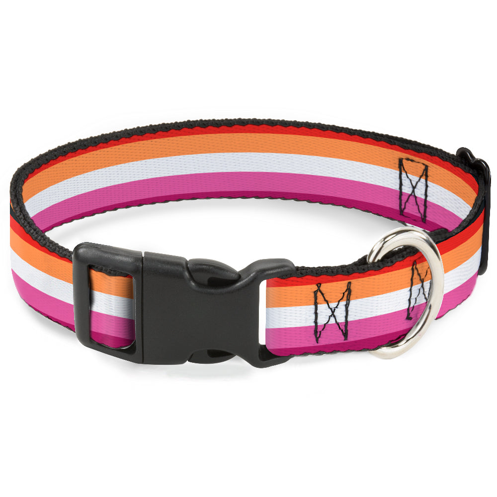 Plastic Clip Collar - Flag Lesbian Five Stripe Oranges/White/Pinks