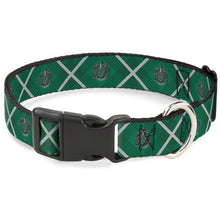 Load image into Gallery viewer, Plastic Clip Collar - Harry Potter Slytherin Crest Plaid Greens/Gray