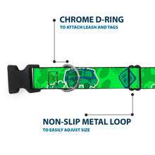 Load image into Gallery viewer, Plastic Clip Collar - Scooby Doo Mystery Machine/Dog Tag Collage Greens/Blues