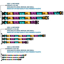 Load image into Gallery viewer, Plastic Clip Collar - Supernatural SAVING PEOPLE-HUNTING THINGS-FAMILY BUSINESS Blocks Black/Teal/Gold/Purple/White