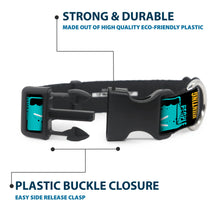 Load image into Gallery viewer, Plastic Clip Collar - Supernatural SAVING PEOPLE-HUNTING THINGS-FAMILY BUSINESS Blocks Black/Teal/Gold/Purple/White